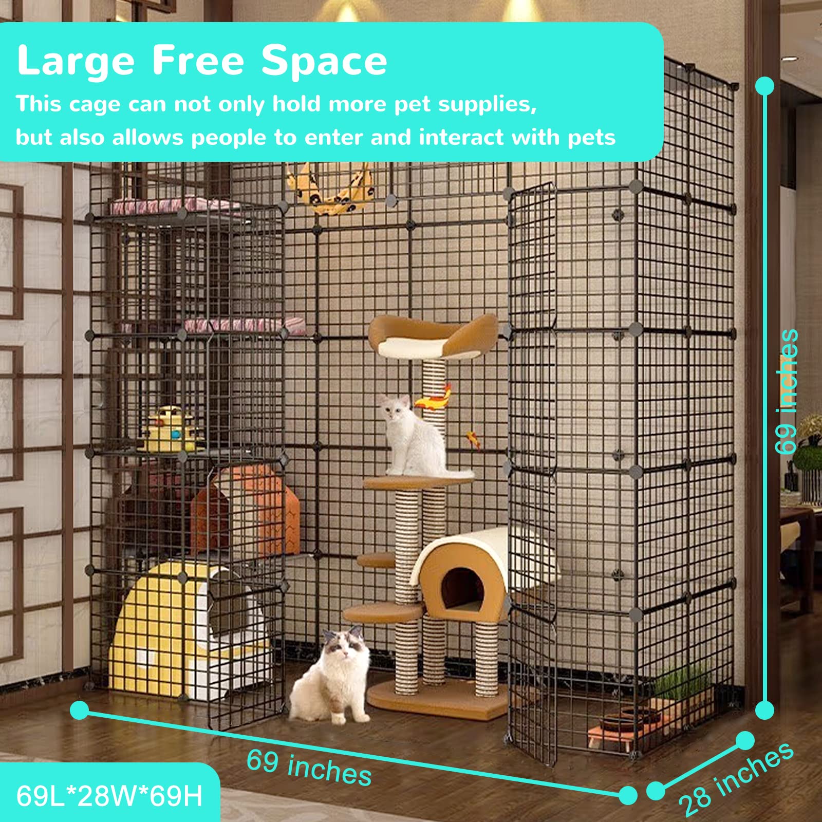 DIY Large Cat Cages Indoor,DIY Kennel Playpen.Detachable Metal
